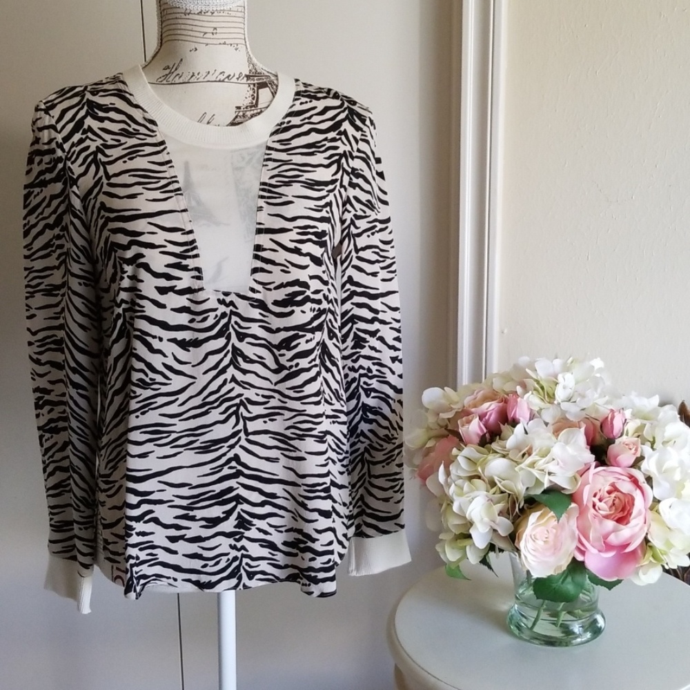 Rebecca Taylor Silk Zebra Print Top